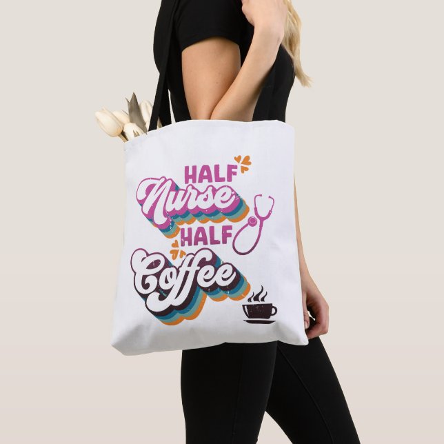Halva sjuksköterska, halva kaffe, groovy, Älskare Tygkasse (Närbild)
