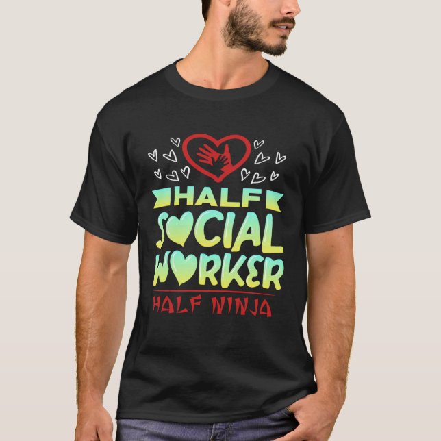 Halva Social Worker Halva Ninja Hearts T-shirt Gif (Framsida)