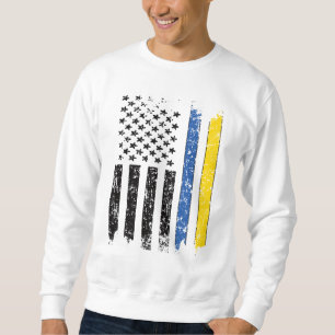 Halva ukrainska, halamerikanska, Ukraina, USA Lång Ärmad Tröja