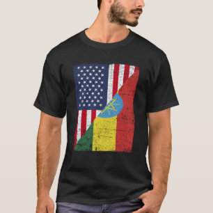 Halva USA flagga Etiopien Flagga, Etiopien, Etiopi T Shirt