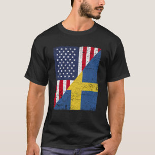 Halva USA flagga-Flagga, amerikanska, svenska T Shirt