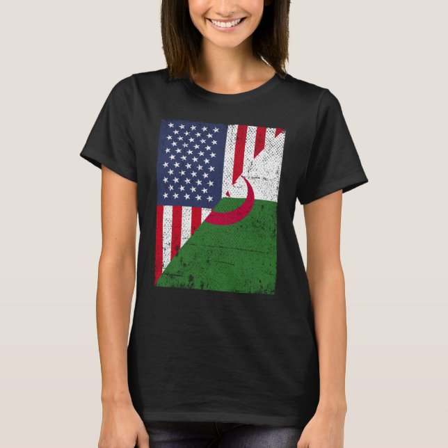 Halva USA flagga, halva Albanien, Flagga, amerikan T Shirt (Framsida)