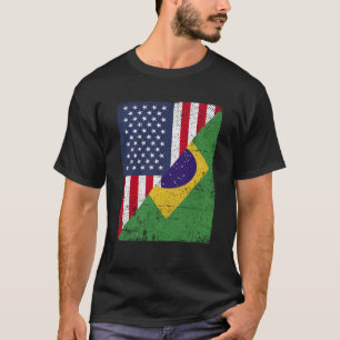 Halva USA flagga, halva Brasilien, Flagga, amerika T Shirt