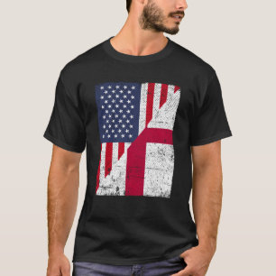 Halva USA flagga halva England Flagga amerikansk e T Shirt