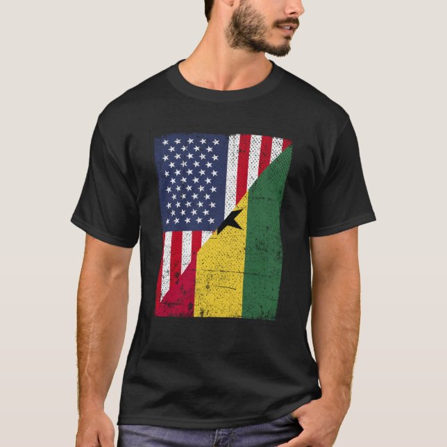 Halva USA flagga-halva Ghana-Flagga, amerikansk Gh T Shirt (Framsida)
