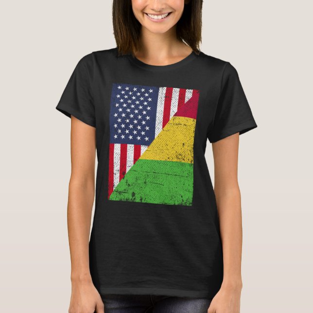 Halva USA flagga-halva Mali-Flagga amerikanska mal T Shirt (Framsida)
