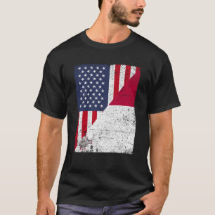 Halva USA flagga halva Malta Flagga Amerikanska ma T Shirt