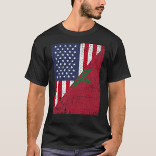 Halva USA flagga, halva Marocko, Flagga, marockans T Shirt