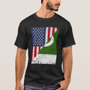 Halva USA flagga-halva Pakistan, Amerikanska Pakis T Shirt