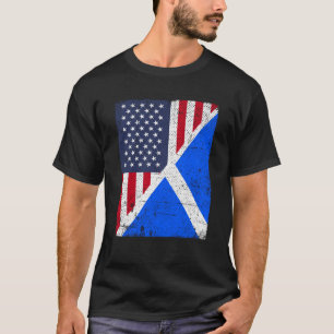 Halva USA flagga, halva Skottland, Flagga Amerikan T Shirt