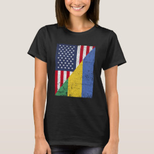 Halva USA flagga-halvan av Gabon-Flagga, Gabon T Shirt