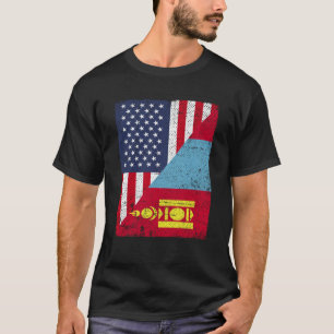 Halva USA flagga-halvregionen Mongoliet-Flagga, Am T Shirt
