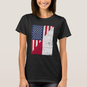 Halva USA flagga i halva Indonesien Flagga amerika T Shirt