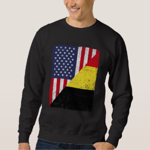 Halva USA-flaggan Halva Belgiens flagga Amerikansk Lång Ärmad Tröja