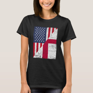 Halva USA-flaggan Halva Englandsflaggan Amerikansk T Shirt