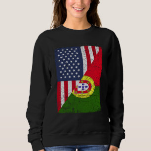 Halva USA-flaggan Halva Portugal-flaggan Amerikans T Shirt