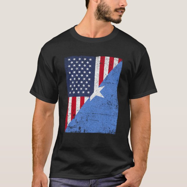 Halva USA-flaggan Halva Somalias flagga Amerikansk T Shirt (Framsida)