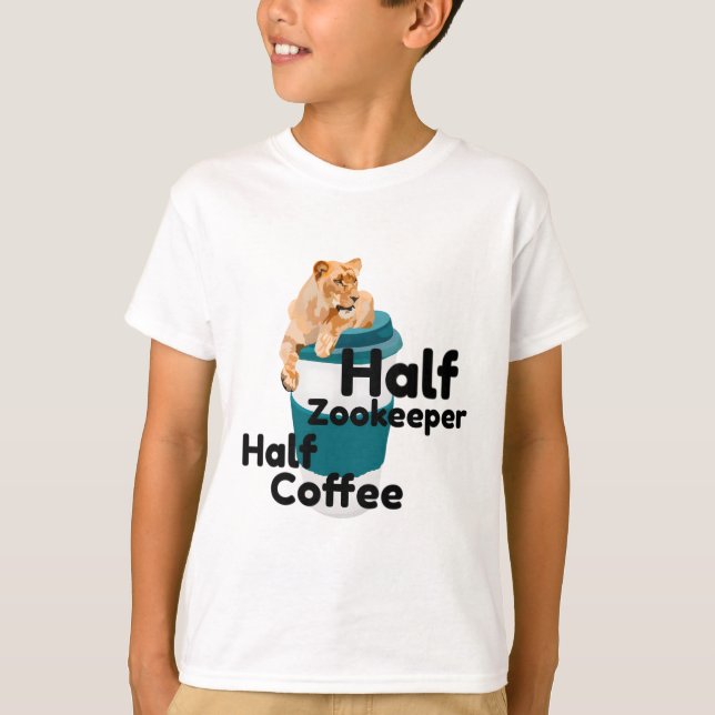Halva Zookeeper halv kaffe Lejon T Shirt (Framsida)
