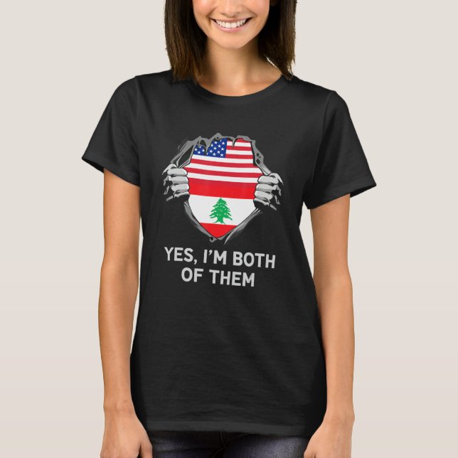 Halvamerikan Halvlibanes USA Libanon Flagga Herr  T Shirt (Framsida)