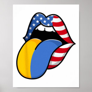 Halvamerikan Halvukrainska Usa Flagga Född I Ukrai Poster