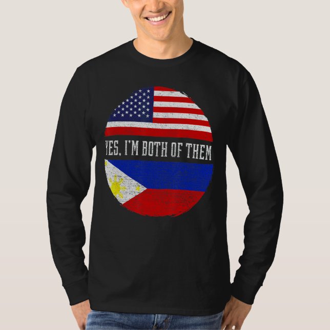 Halvamerikansk filippino USA flagga Filippinerna H T Shirt (Framsida)