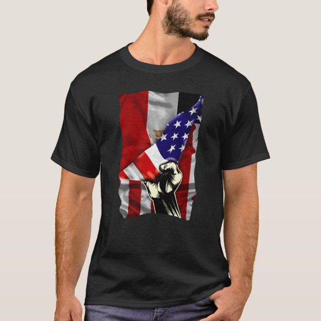 Halvamerikansk Flagga Egyptisk ROOTS USA flagga Eg T Shirt (Framsida)