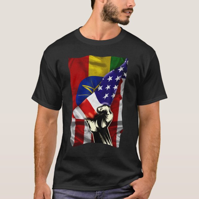Halvamerikansk Flagga etiopisk ROOTS USA flagga et T Shirt (Framsida)