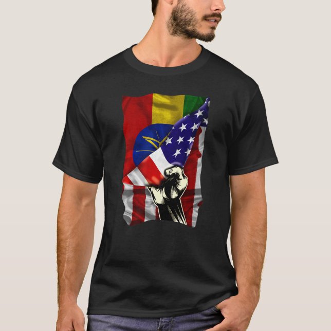 Halvamerikansk Flagga etiopisk ROOTS USA flagga et T Shirt (Framsida)