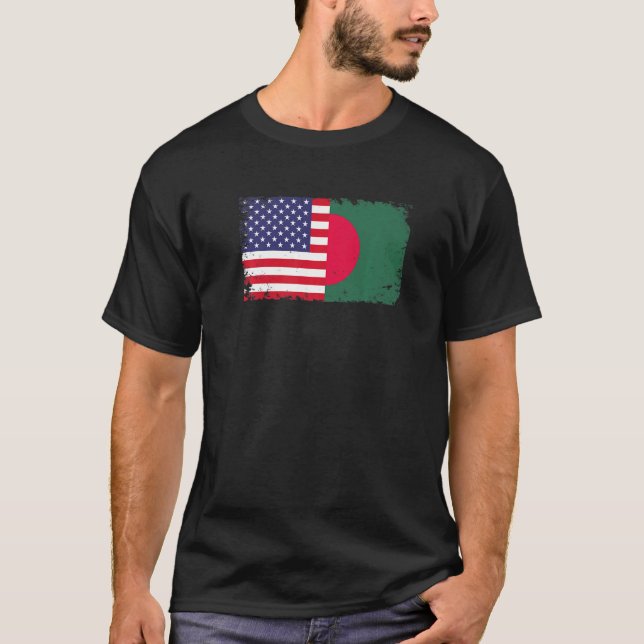 Halvamerikansk Flagga Halbbanglada Flagga Banglade T Shirt (Framsida)