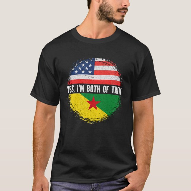 Halvamerikansk Fransk Guianan USA flagga T Shirt (Framsida)