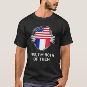 Halvamerikansk Fransk USA Frankrike Flagga Wom T Shirt