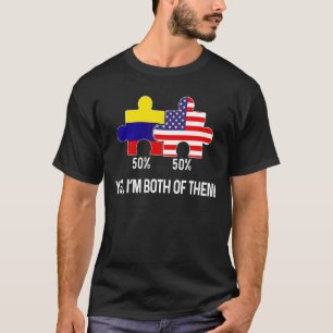Halvamerikansk halv colombiansk Flagga-kolv i komb T Shirt