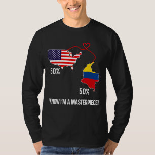 Halvamerikansk halv colombiansk Flagga-kolv i komb T Shirt