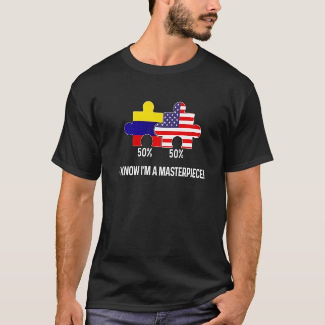 Halvamerikansk halv colombiansk Flagga-kolv i komb T Shirt (Framsida)