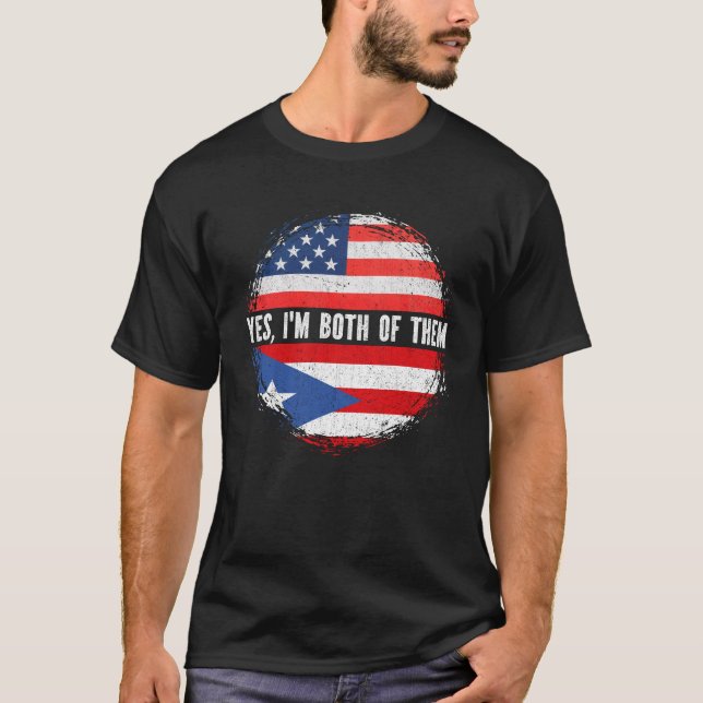 Halvamerikansk halv Puerto Rican USA flagga T Shirt (Framsida)