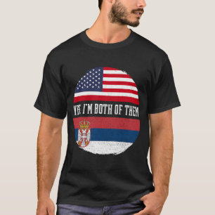 Halvamerikansk halv serbisk USA flagga Serbien Her T Shirt