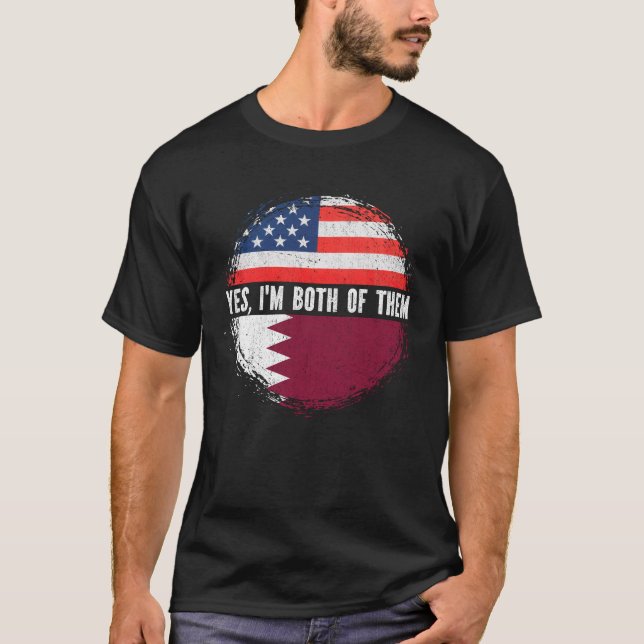 Halvamerikansk Qatari USA flagga Qatar Heritage T Shirt (Framsida)