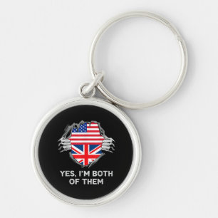 Halvamerikanska, brittiska, England, Manar W Rund Silverfärgad Nyckelring