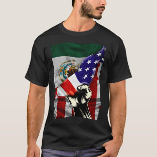 Halvamerikanska Flagga, mexikanska, ROOTS USA flag T Shirt