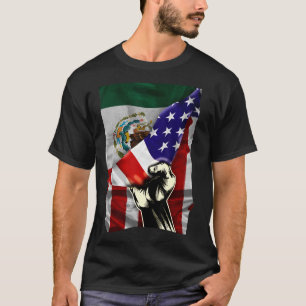 Halvamerikanska Flagga, mexikanska, ROOTS USA flag T Shirt