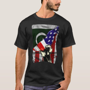 Halvamerikanska Flagga pakistanska ROOTS USA flagg T Shirt
