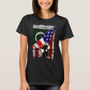 Halvamerikanska Flagga pakistanska ROOTS USA flagg T Shirt