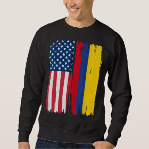 Halvamerikanska Flagga Roots USA Colombia Lång Ärmad Tröja
