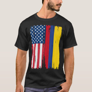 Halvamerikanska Flagga Roots USA Colombia T Shirt