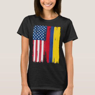 Halvamerikanska Flagga Roots USA Colombia T Shirt