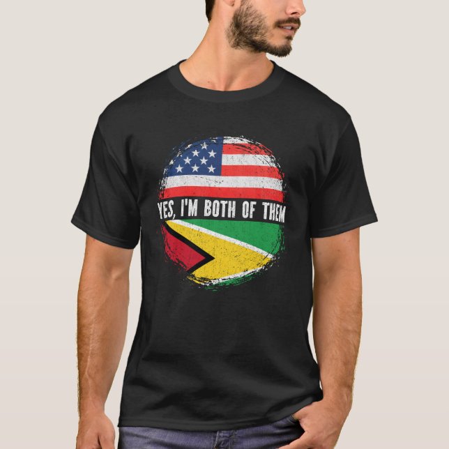 Halvamerikanska Guyanese USA flagga Guyana T Shirt (Framsida)