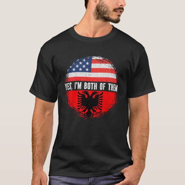 Halvamerikanska halvalbanska USA flagga Albanien T Shirt (Framsida)