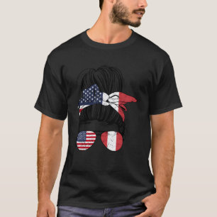 Halvamerikanska halvperuanska USA flagga-patriot i T Shirt