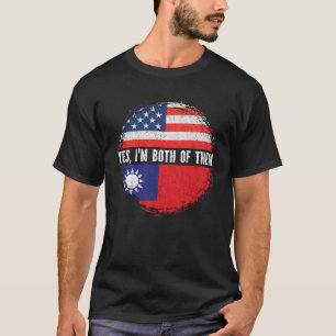 Halvamerikanska halvtaiwanesiska USA flagga Taiwan T Shirt