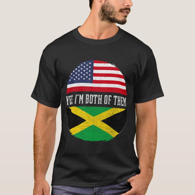 Halvamerikanska Jamaican USA flagga Jamaica Herit T Shirt (Framsida)